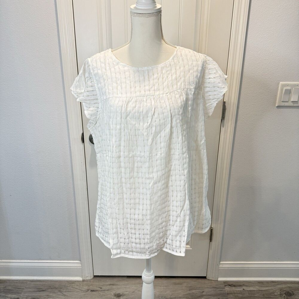 Bloomchic Women's Layered Blouse White Short Sleeves NWT Size 14-16